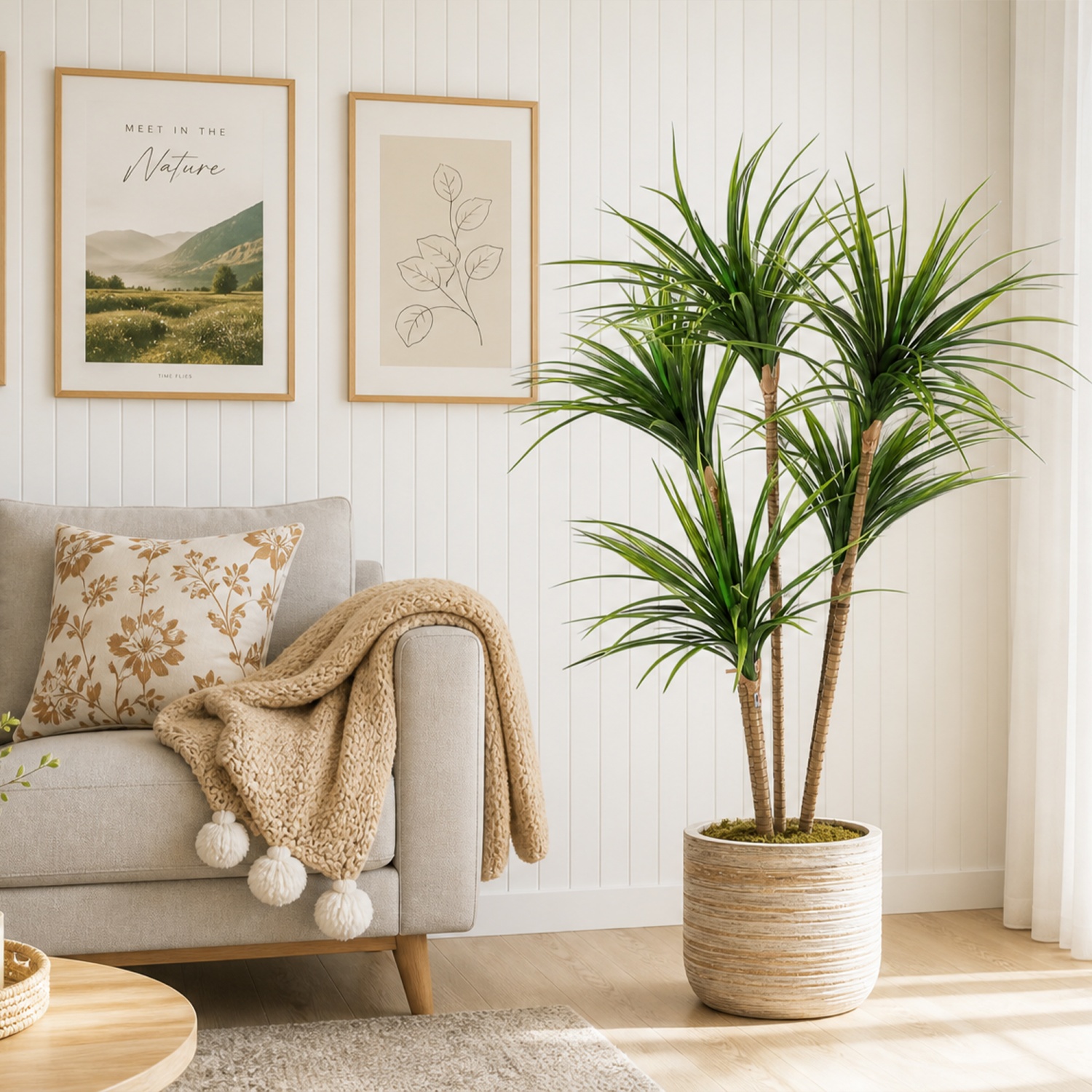 Dracaena Marginata - Árvore Artificial Dracaena Marginata de 4.27FT/5FT,