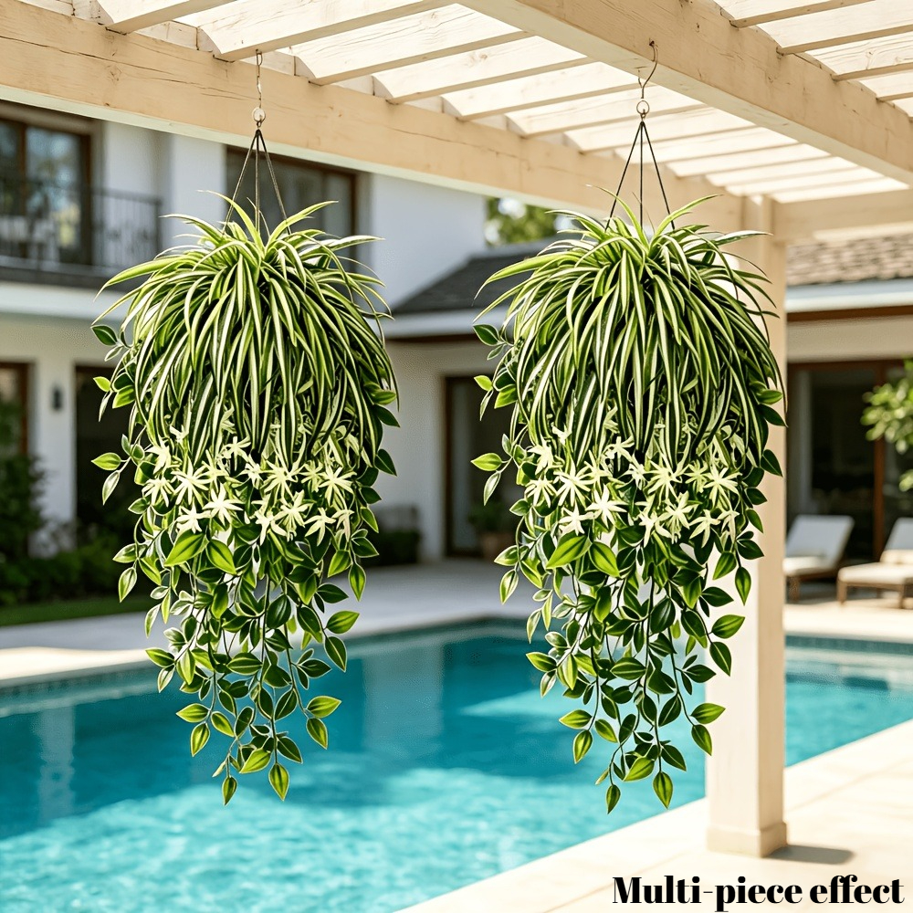 Spider Plant Hanging - Conjunto de 4 Plantas Artificiais de