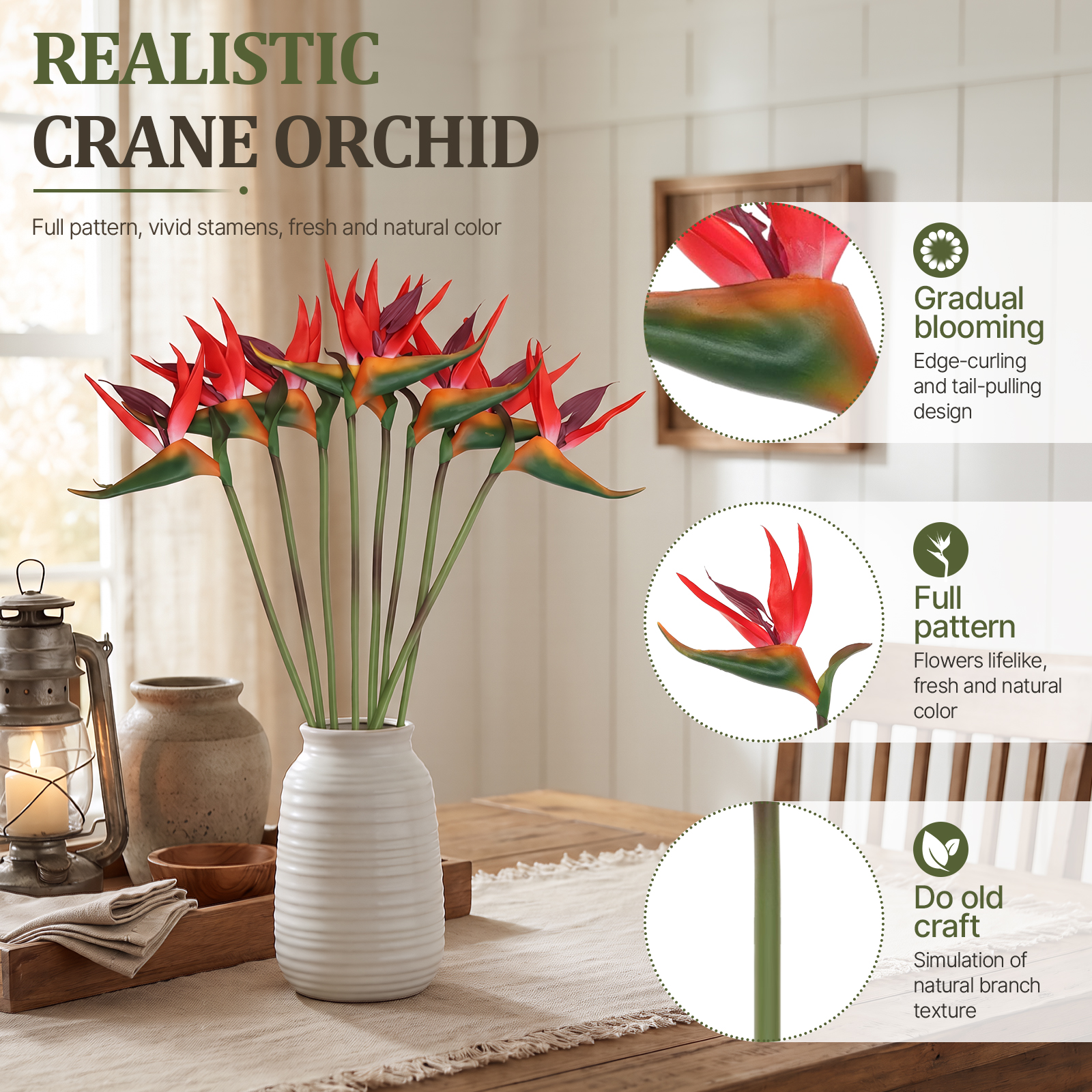 8 Peças de Flores Artificiais  - Bird Paradise Strelitzia avaliação e preço