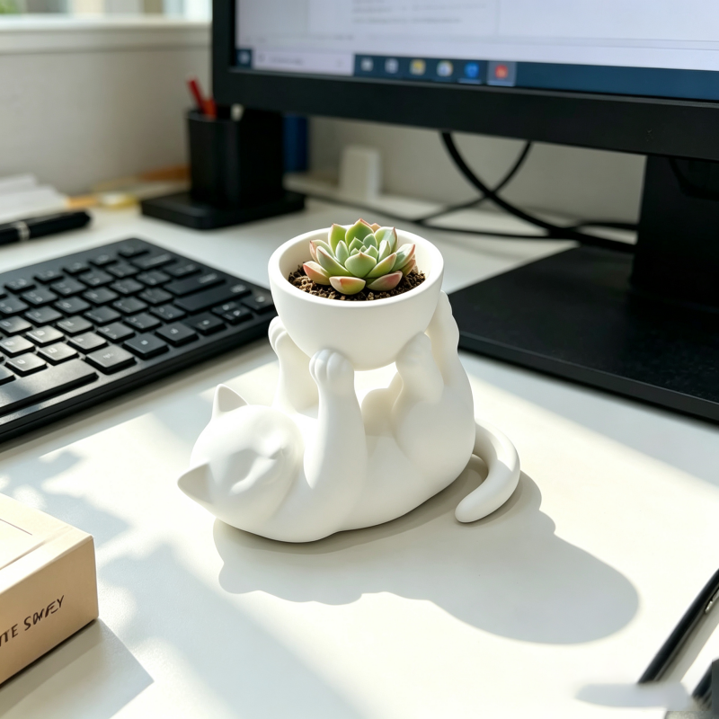 Estátua de Gato Deitado Fofo p - Echeveria Succulent avaliação e preço
